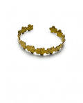 Pulsera Brazalete Flores Metálico Dorado