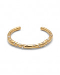 Brazalete Metálico Dorado Perlas Cristales