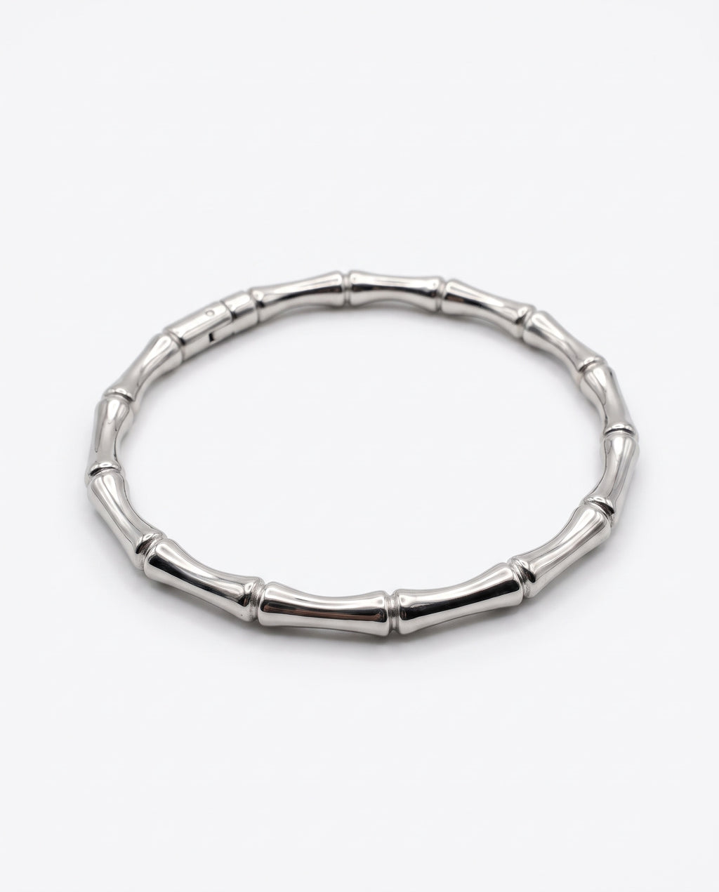 Pulsera Metal Plateado Diseño Bambú