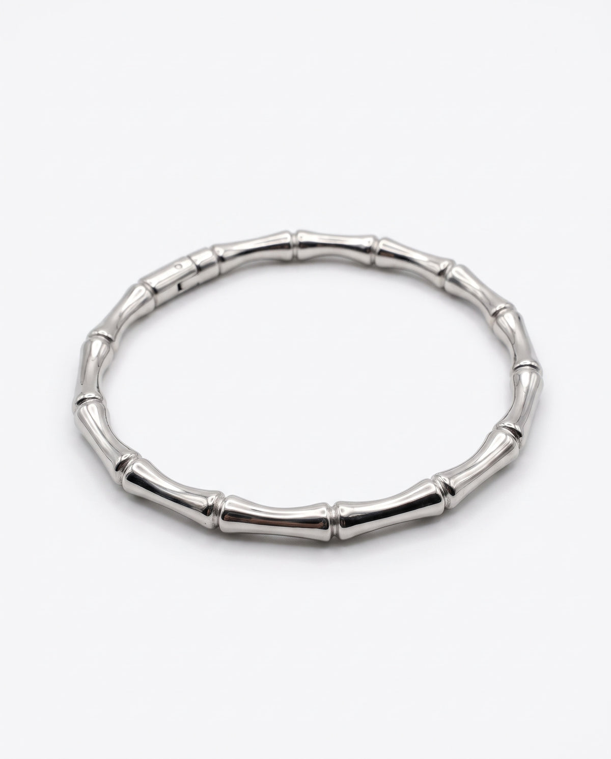 Pulsera Metal Plateado Diseño Bambú
