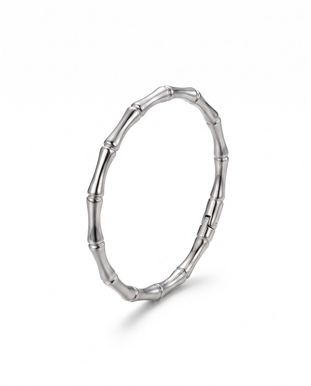 Pulsera Metal Plateado Diseño Bambú