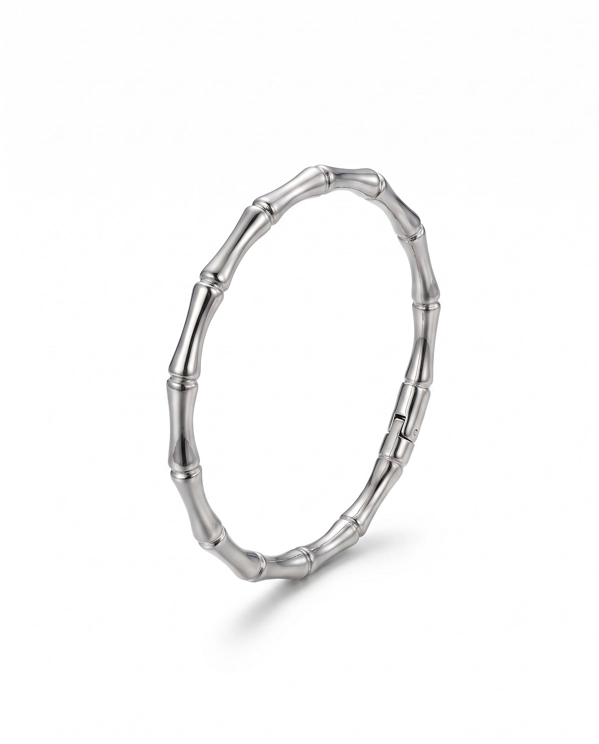 Pulsera Metal Plateado Diseño Bambú