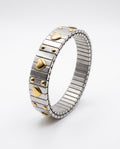 Pulsera Acero Plateado Corazones Dorados